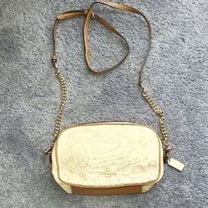 Coach Cream and Tan Crossbody Bag